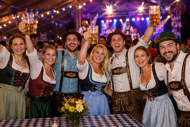 Guests celebrating at Stockholm Oktoberfest