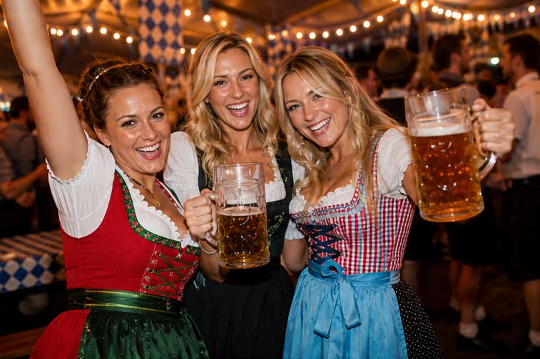 Guests celebrating at Stockholm Oktoberfest