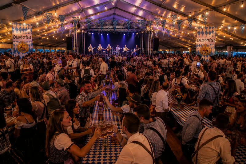 Guests celebrating at Stockholm Oktoberfest